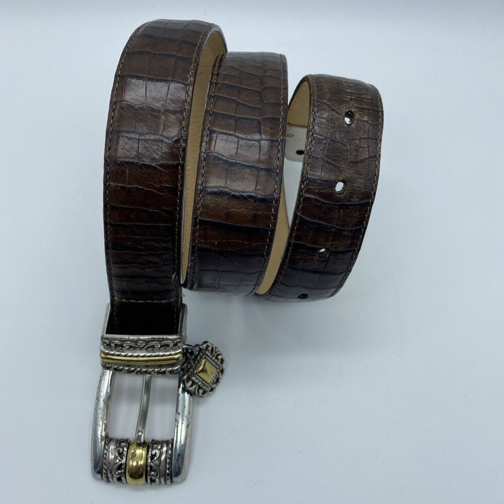 Brighton Brown Genuine Leather Grain Belt Women's Size M 30 Style 40398 USA Made